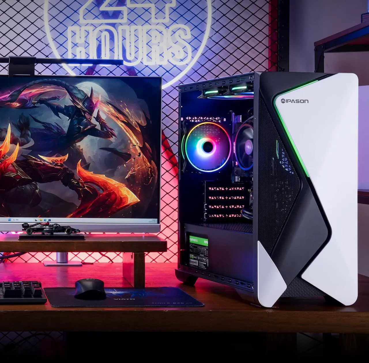 Alt view image 4 of 7 - IPASON   Gaming desktop    AMD Ryzen 7 5700G (up to 4.6GHz)   16GB DDR4 3200MHz    1TB M.2 NVMe    550W PSU    Windows 11 home    WIFI    Gaming PC