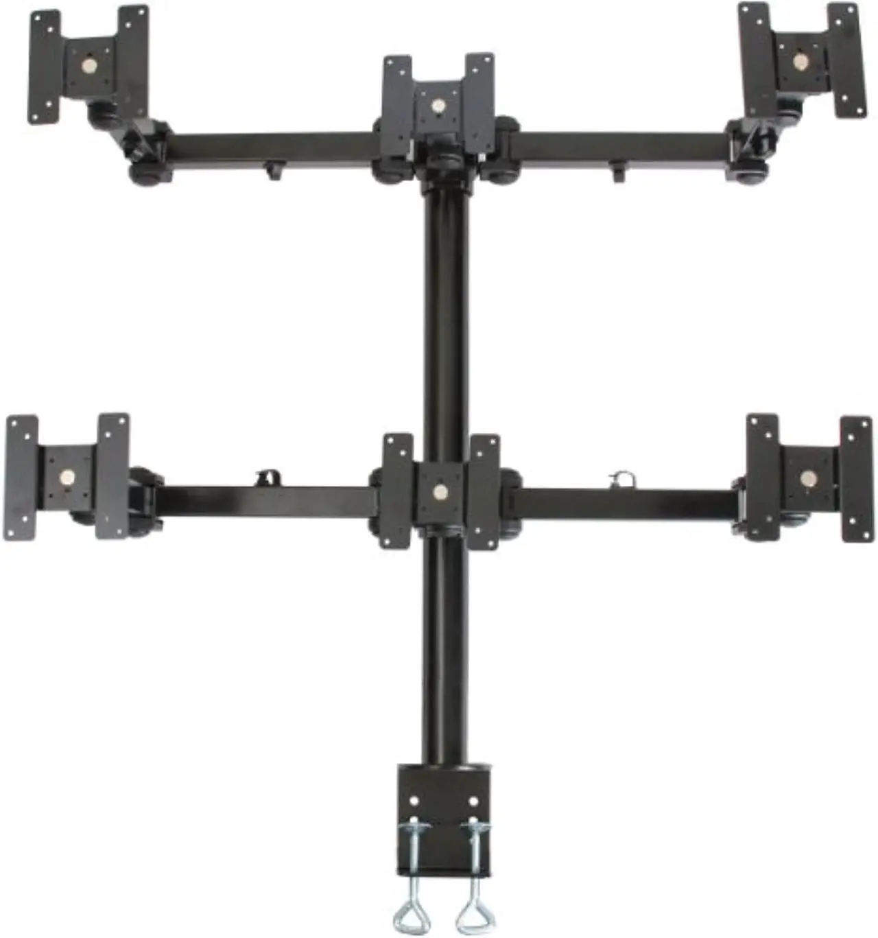 Alt view image 5 of 5 - MonMount 6-Screen Desk Mount Monitor Stand - VESA - Holds Six LCDs - Clamp Style