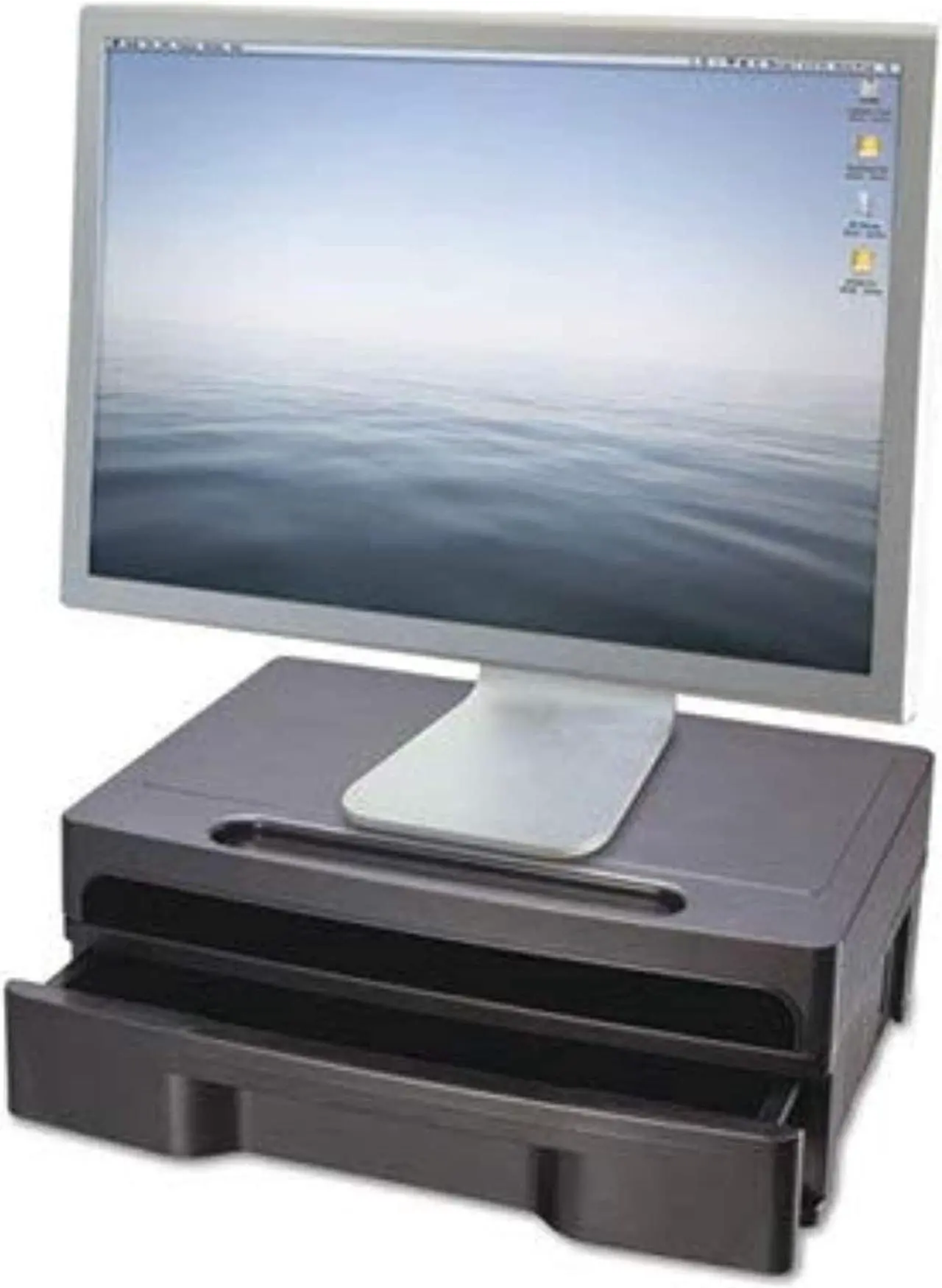 Alt view image 12 of 20 - Officemate Monitor Stand with Drawer 13 1/8 x 9 7/8 x 5 Black 22502