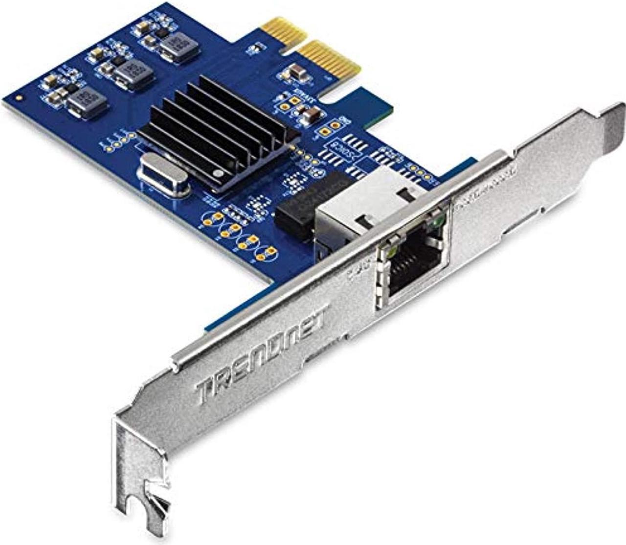 trendnet 2.5gase-t pcie network adapter, teg-25gectx, converts a pcle slot into a 2.5g ethernet port, 802.1q vlan tagging, standard & low-profile brackets included, windows support