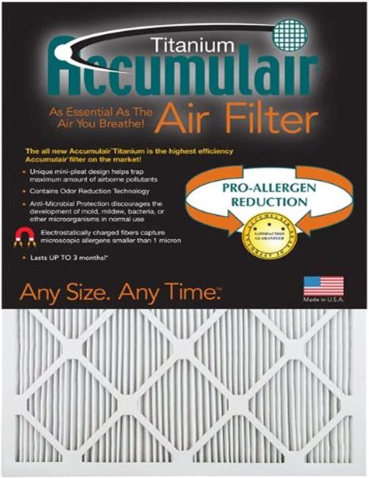 Main image of accumulair titanium 29.75x31.75x1 (actual size) high efficiency allergen reduction air filter/furnace filters (4 pack)