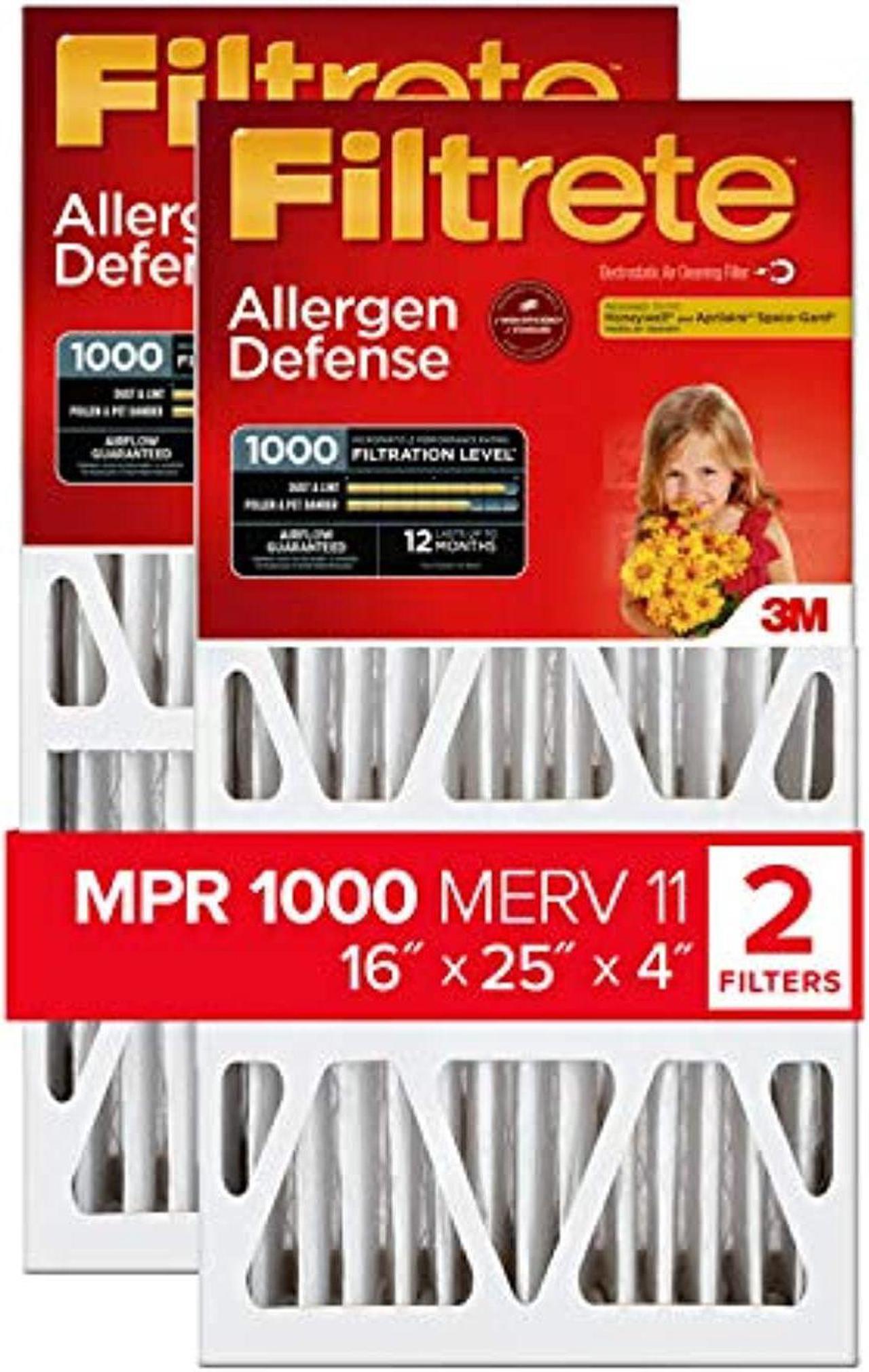 Alt view image 3 of 3 - filtrete 16x25x4, ac furnace air filter, mpr 1000 dp, micro allergen defense deep pleat, 2-pack