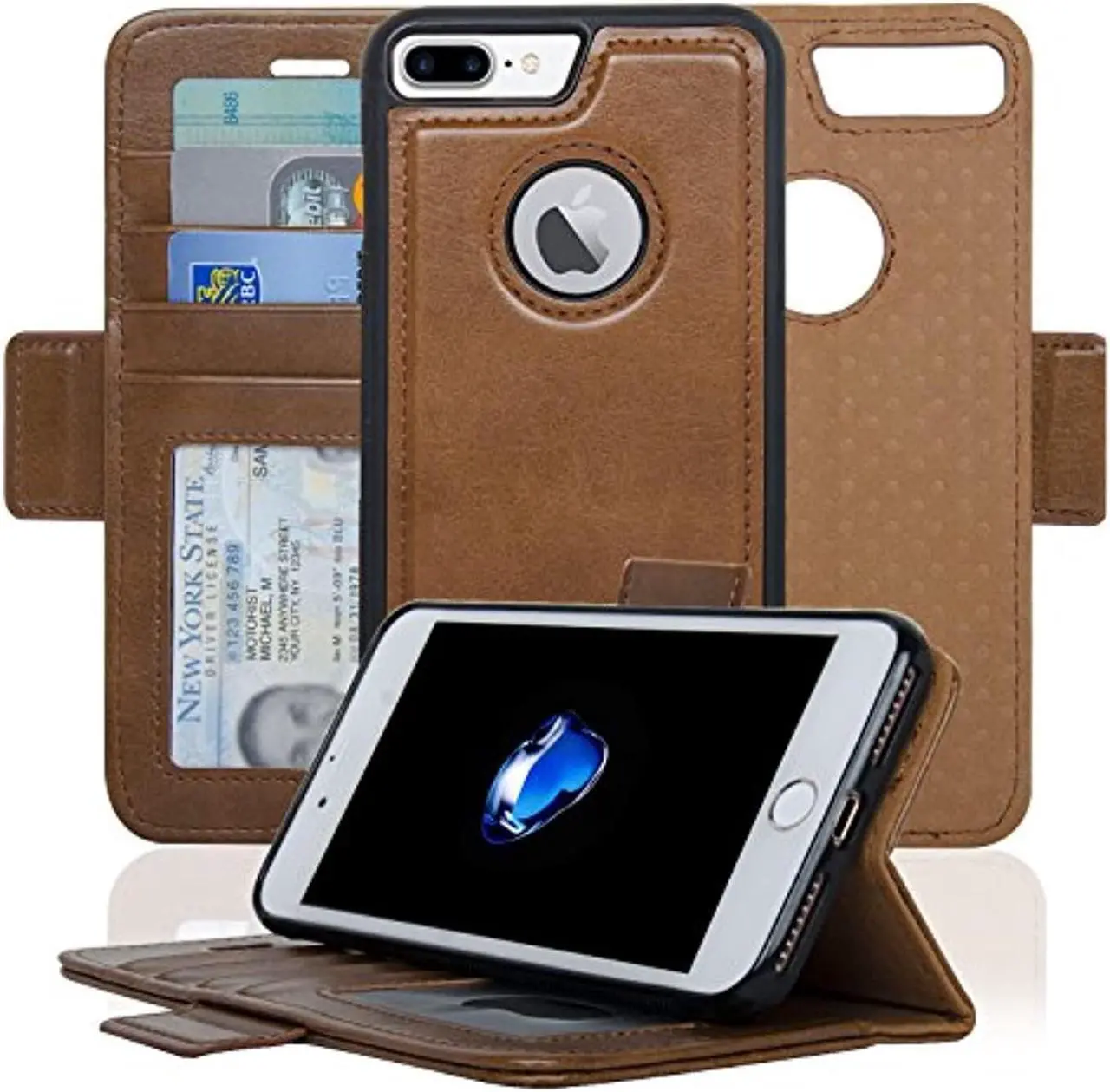 Alt view image 9 of 9 - Navor  iPhone 7 Plus Case Detachable Magnetic Housing Wallet Case [Microfiber Layer to Protect Screen from Scratches wit