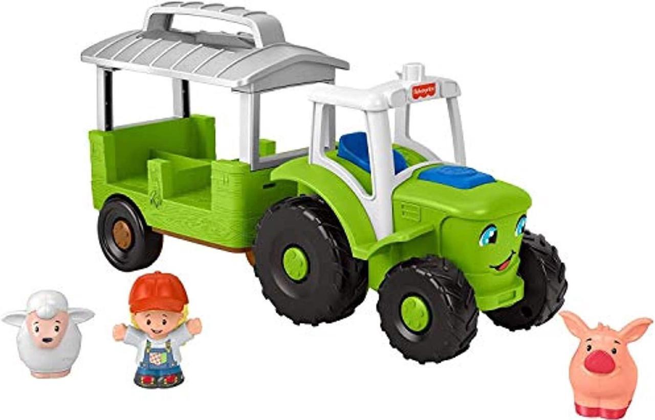 Main image of fisher-price little people caring for animals tractor, push-along musical farm truck for toddlers and preschool kids