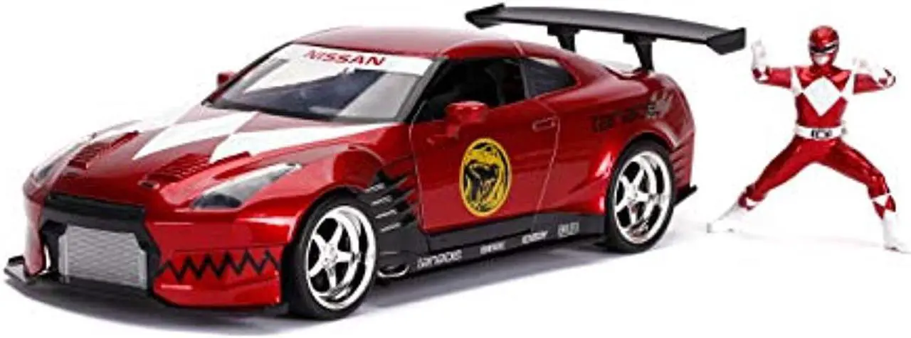Main image of jada toys power rangers red ranger & 2009 nissan gt-r r35 ben sopra 1:24 die - cast vehicle with figure