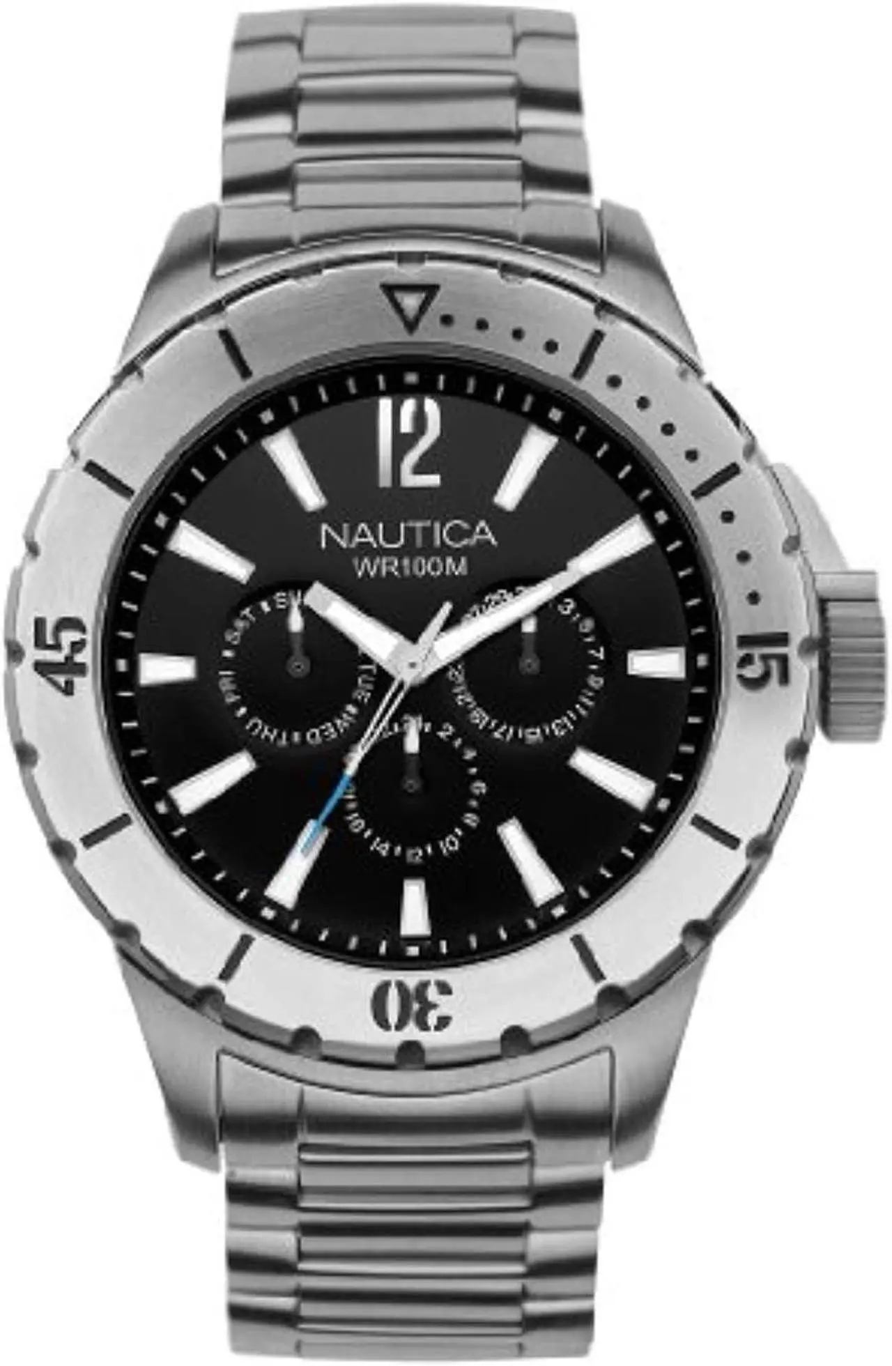 Alt view image 2 of 2 - Nautica Men's 'Nsr 05 N19569G' Silvertone Stainless Steel Black Dial Quartz Watch