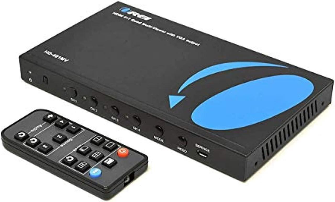 Alt view image 6 of 8 - Quad Multi HDMI Viewer 4 in 1 out by OREI HDMI Switcher 4 Ports Seamless Switcher and IR Remote Support 1080P for PS4/PC/DVD/Security Camera, HDMI Switch VGA Output - HD-401MV