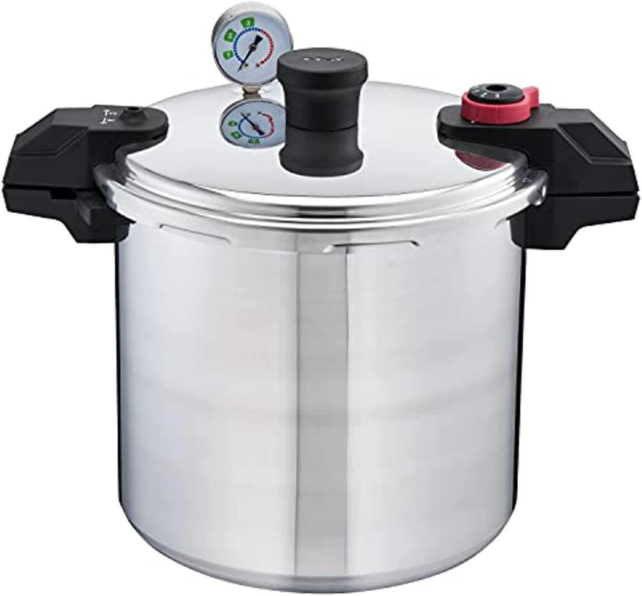 t-fal pressure cooker, pressure canner with pressure control, 3 psi settings, 22 quart, silver - 7114000511