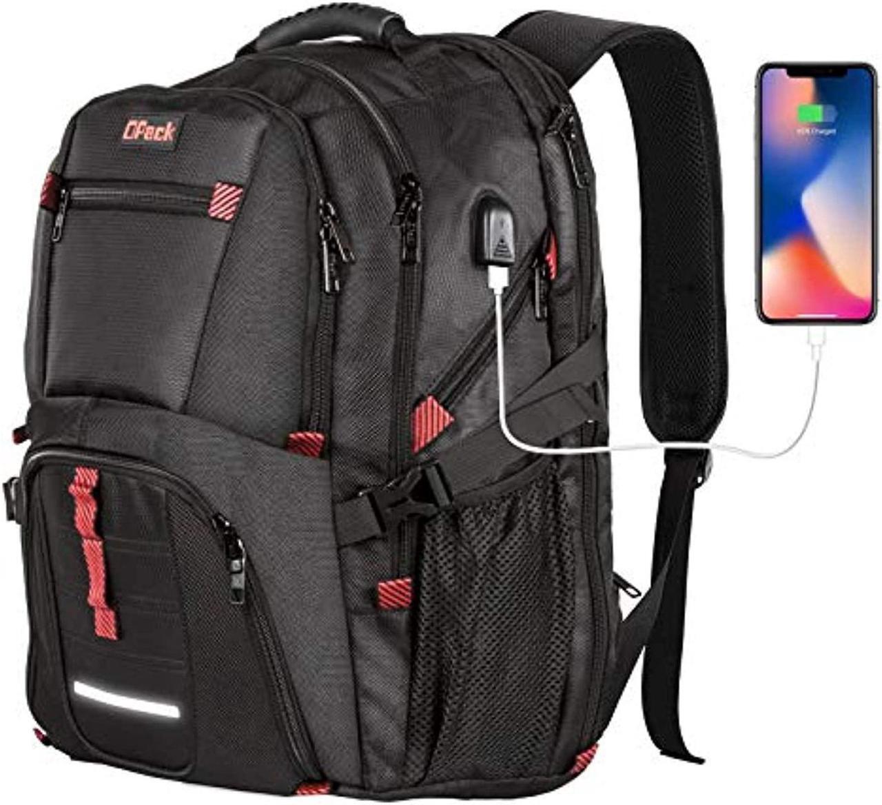 Alt view image 4 of 4 - travel laptop backpack,tsa friendly approved 17 inch large business travel computer backpack with usb charging cable & headphone hole,rfid protection, durable water resistant big college school bag
