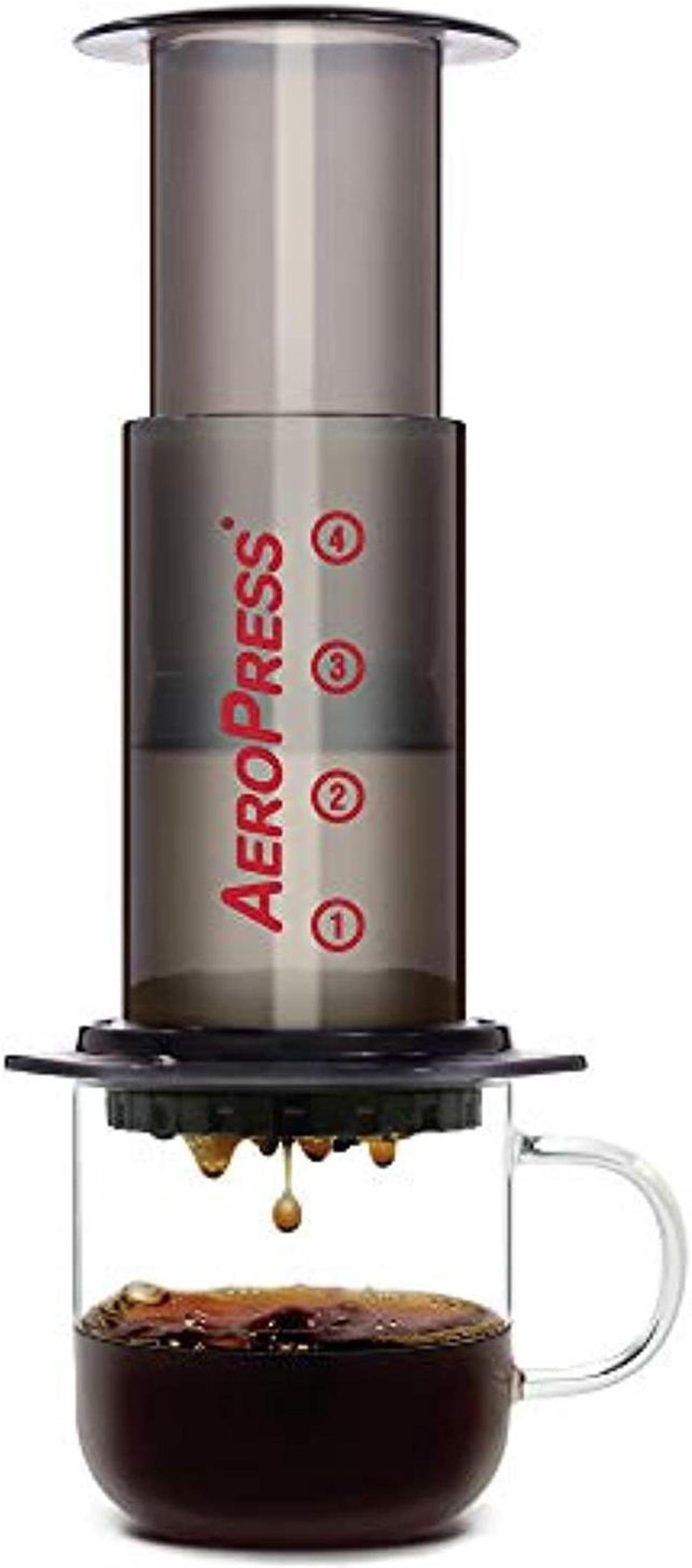 aeropress coffee and espresso maker - makes 1-3 cups of delicious coffee without bitterness per press