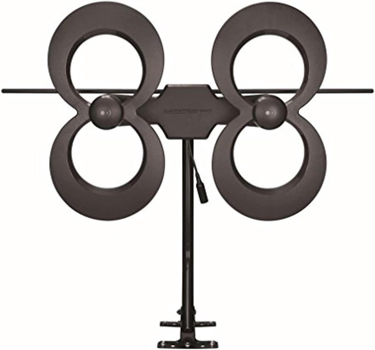 Main image of antennas direct clearstream 4max tv antenna, 70+ mile range, uhf/vhf, multi-directional, indoor, attic, outdoor, mast w/pivoting base/hardware/adjustable clamp/sealing pads, 4k ready, black - c4mvj