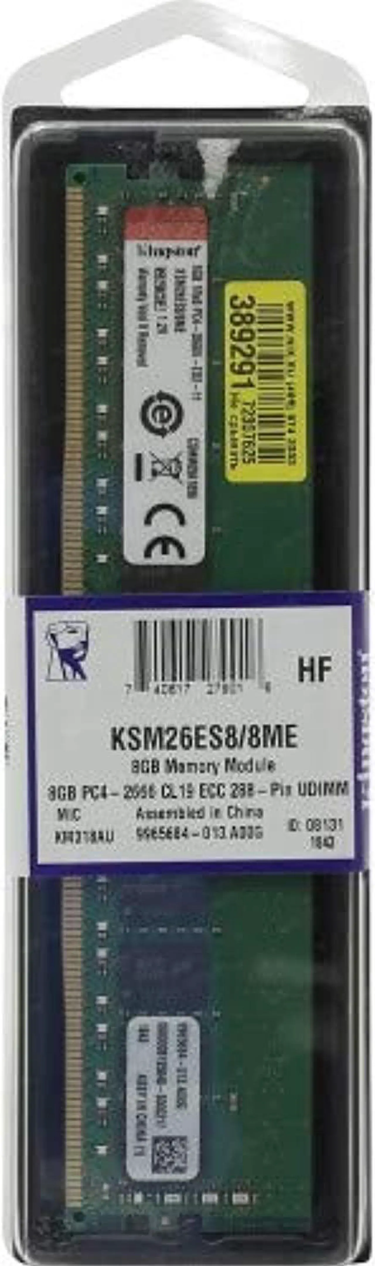 Alt view image 3 of 16 - Kingston 8GB DDR4 2666MHz 288pin ECC DIMM Memory Module KSM26ES88HD