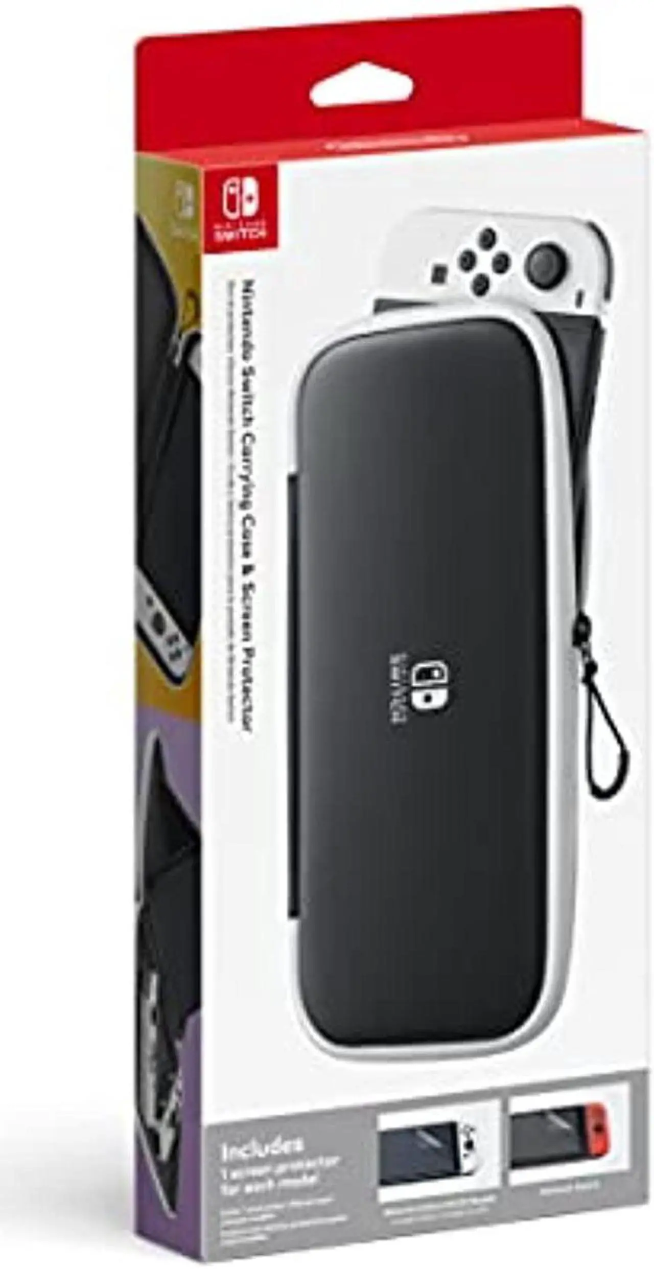 Main image of Nintendo Switch Carrying Case & Screen Protector - Black and White