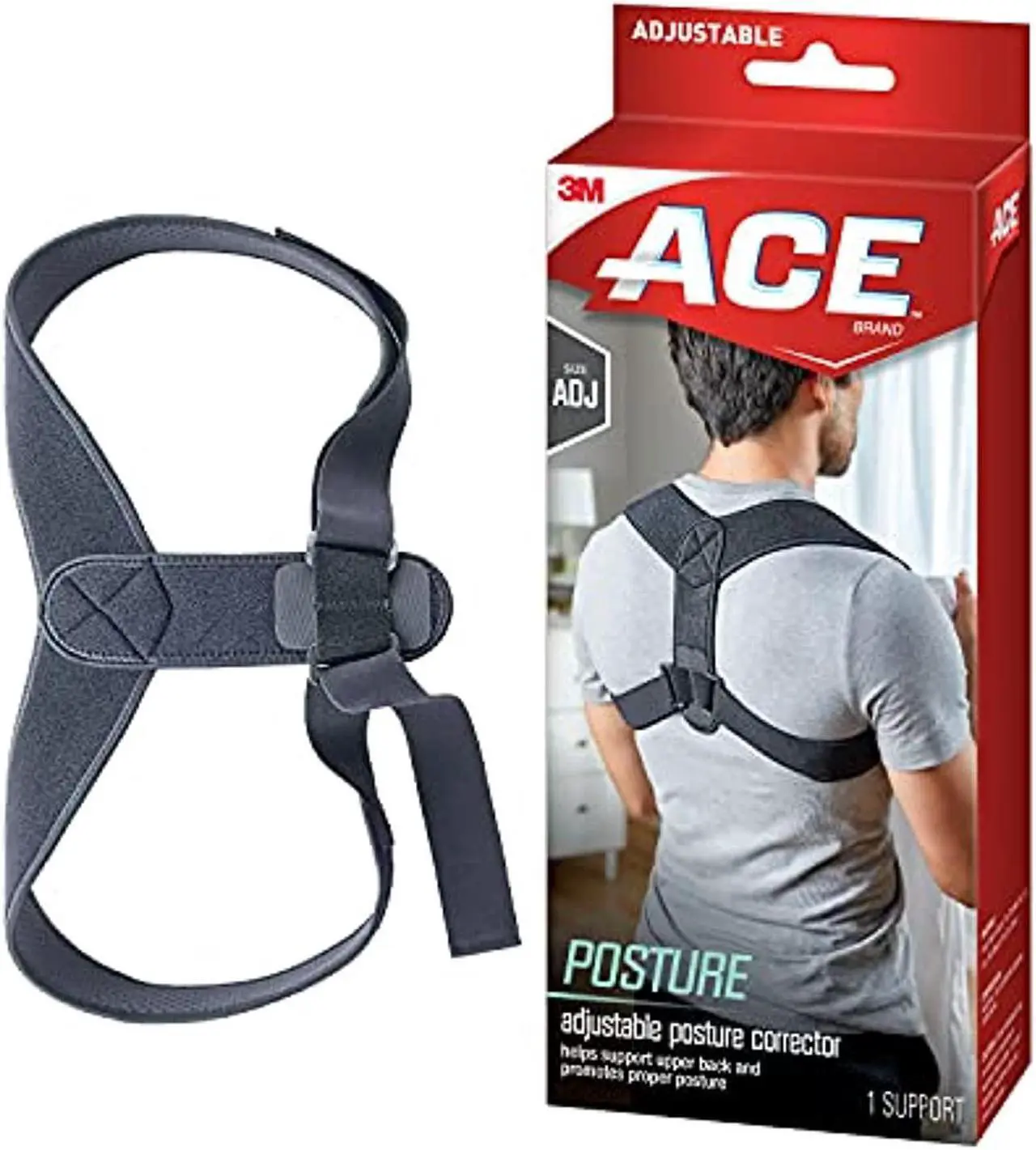 Main image of ace posture corrector, fits men and women, helps promote better posture, while working from home or office, back support, for men and women, adjustable