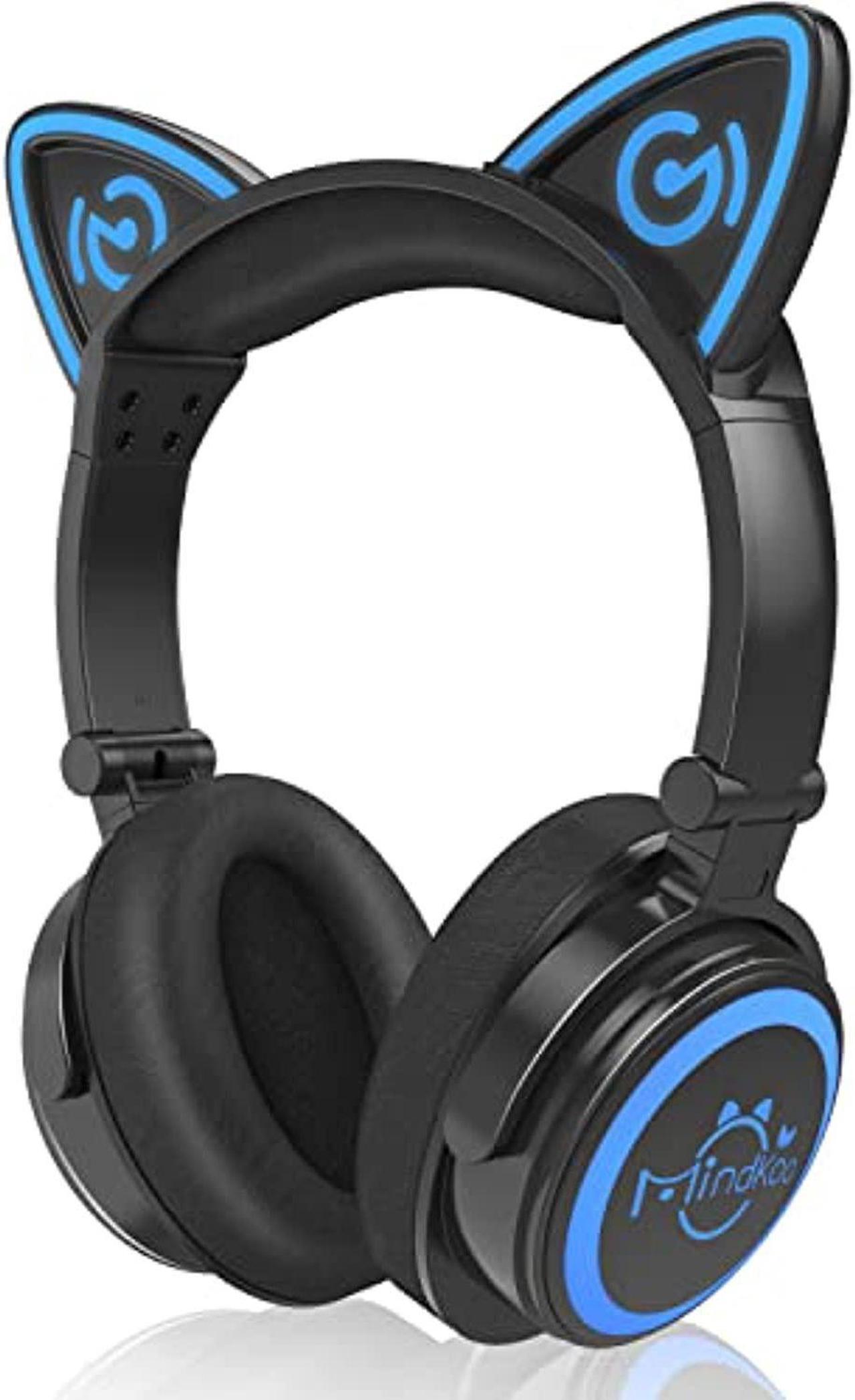 Alt view image 3 of 3 - mindkoo unicat mh6 kids bluetooth headphones,cat ear v4.2 bluetooth headsets onear earphones wtih mic,patented led flashing glowing cosplay fancy foldable gaming headsets  black
