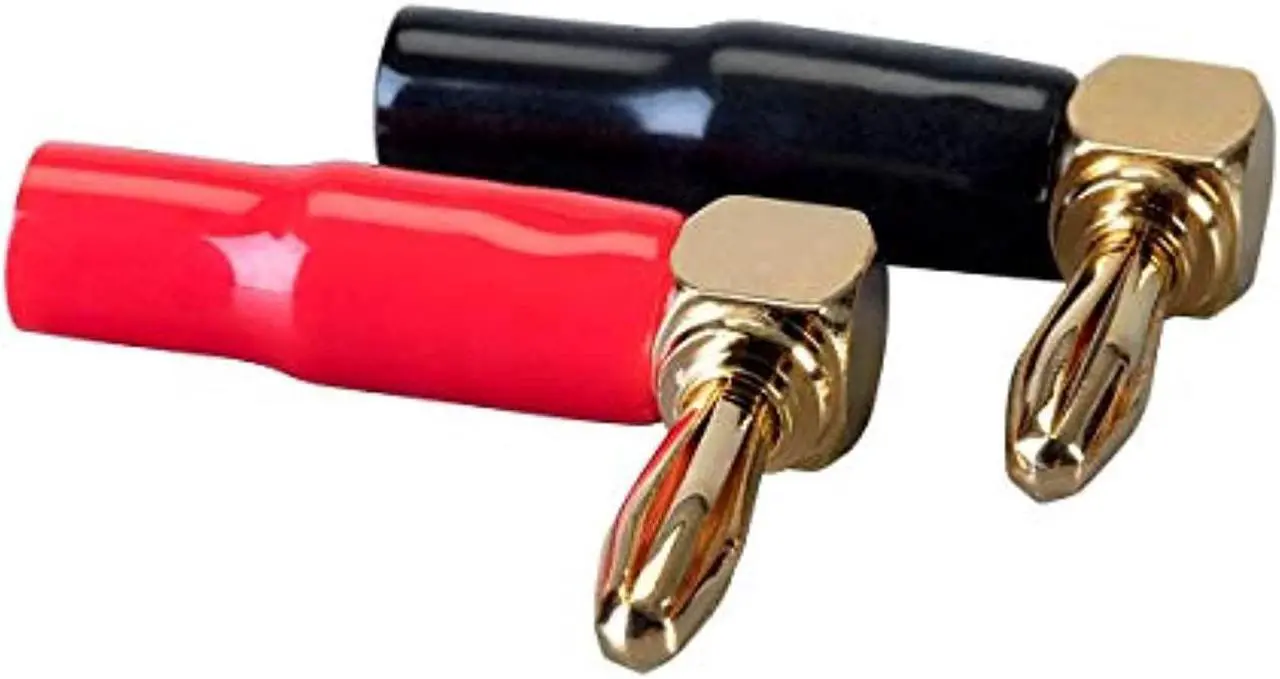 Alt view image 6 of 7 - Monoprice 2 Pair Right Angle 24k Gold Plated Banana Speaker Wire Cable Screw Plug Connectors
