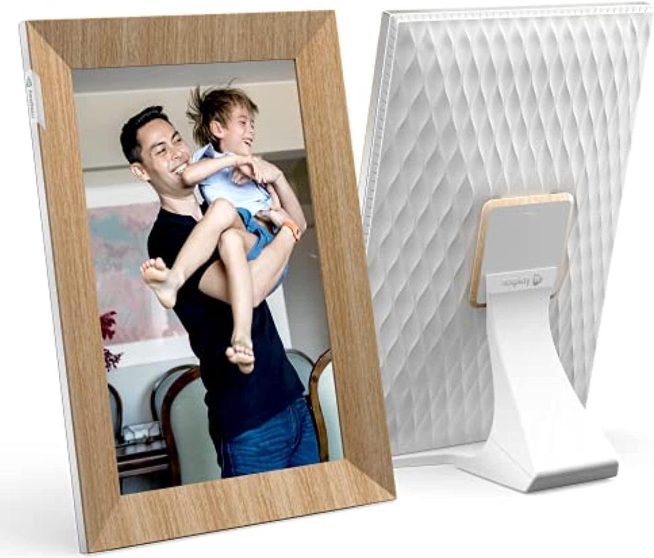 Main image of nixplay 10.1 inch touch screen digital picture frame with wifi (w10k) - wood effect - share photos and videos instantly via email or app