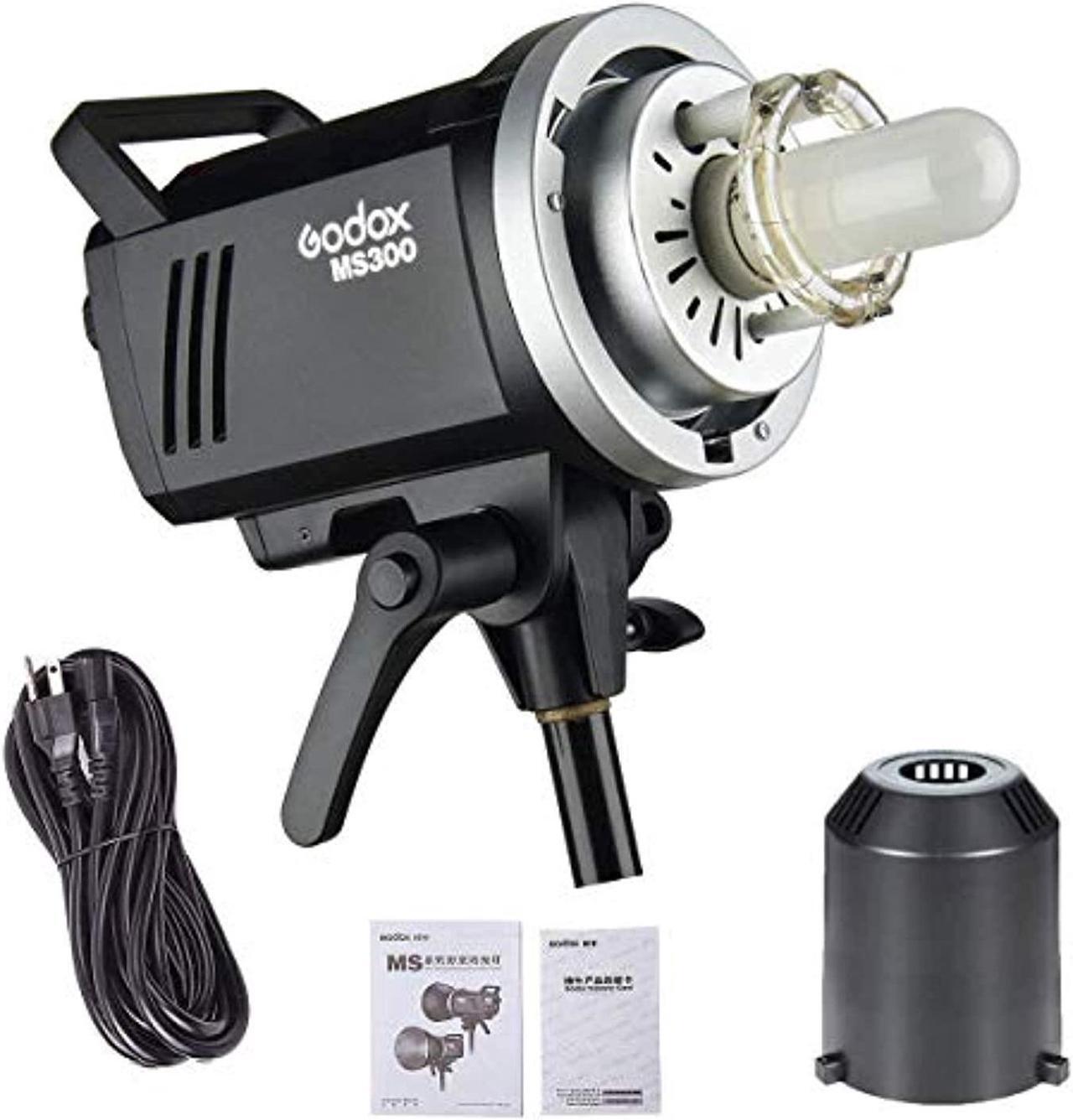 Main image of godox ms300 studio strobe 300ws 110v gn58 5600k bowens mount monolight, built-in godox 2.4g wireless system, 150w modeling lamp, outstanding output stability, anti-preflash, 1/32 to 1/1 steps output