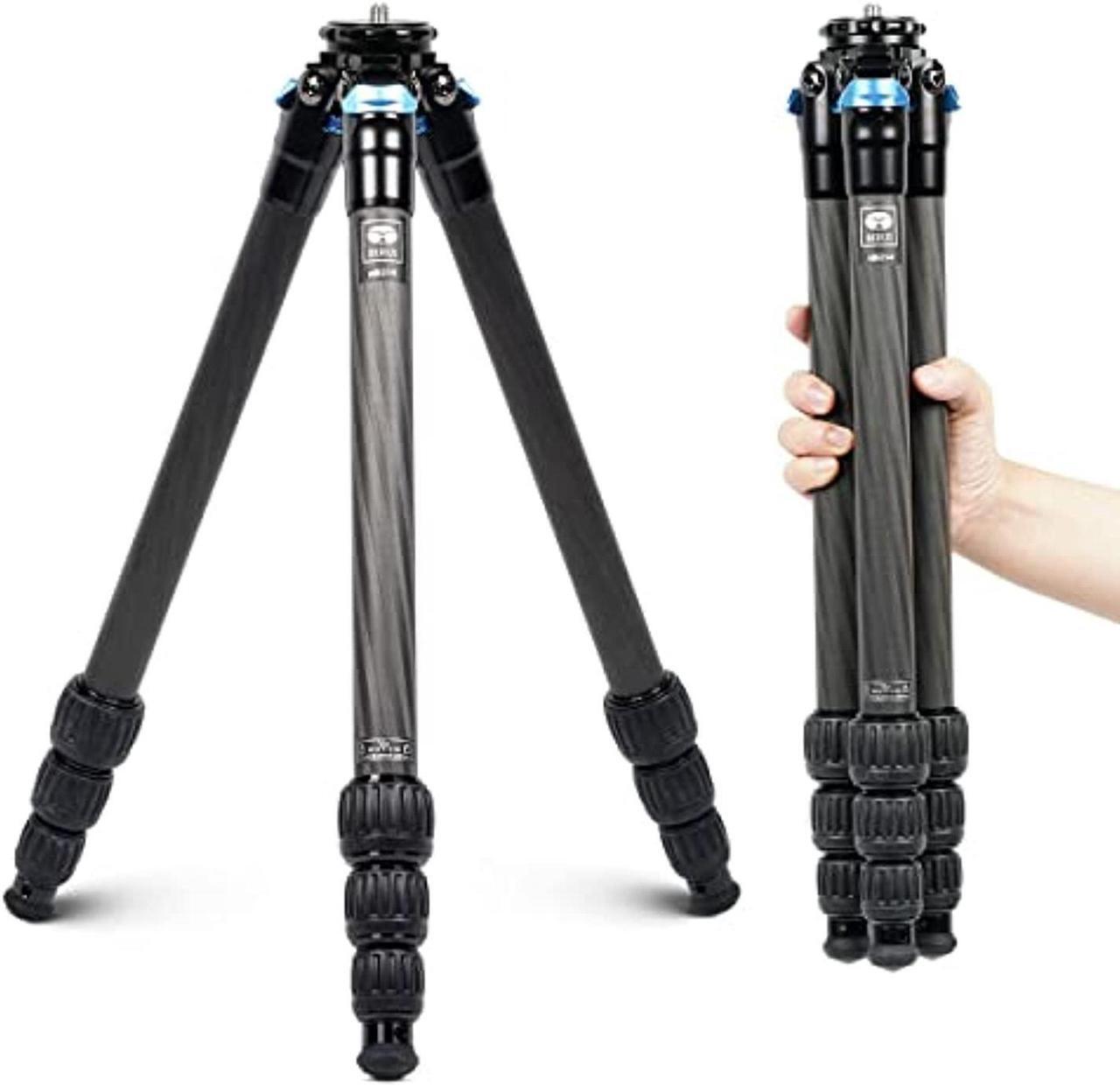 Main image of sirui travel tripod professional photography carbon fiber camera tripod 4 leg sections twist leg locks tripod with detachable stainless steel spikes, loads up 12kg