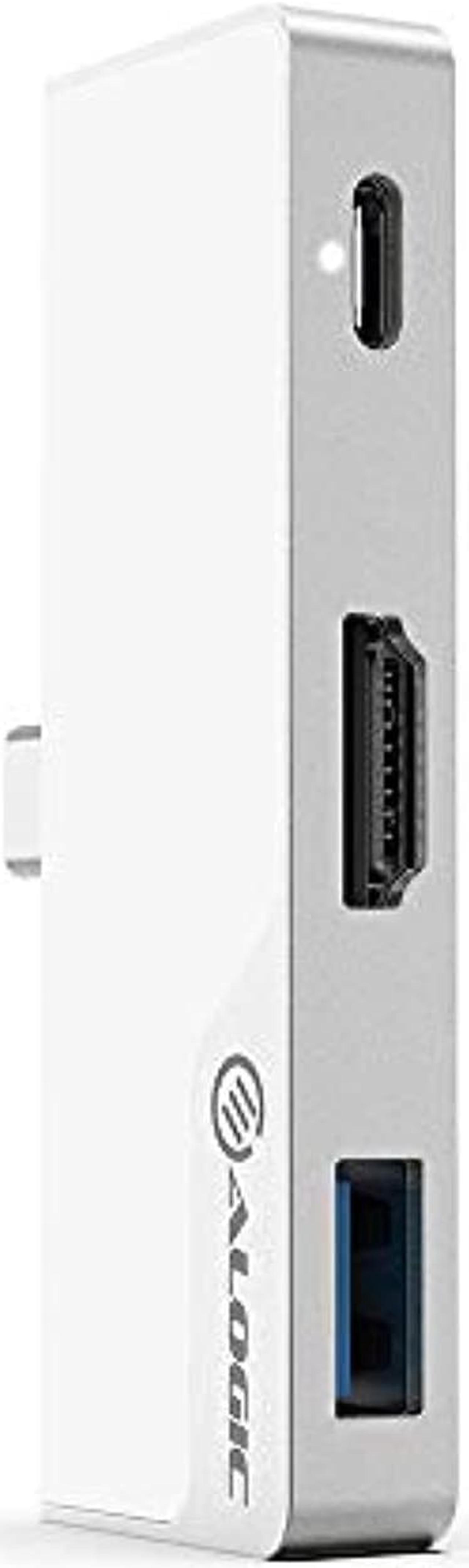 alogic usb c hub, 4k hdmi, 60w usb c laptop charging, usb c to 3.5mm, 1 usb a, dock nano mini, compatible with ipad pro/air (thunderbolt 3) (silver)