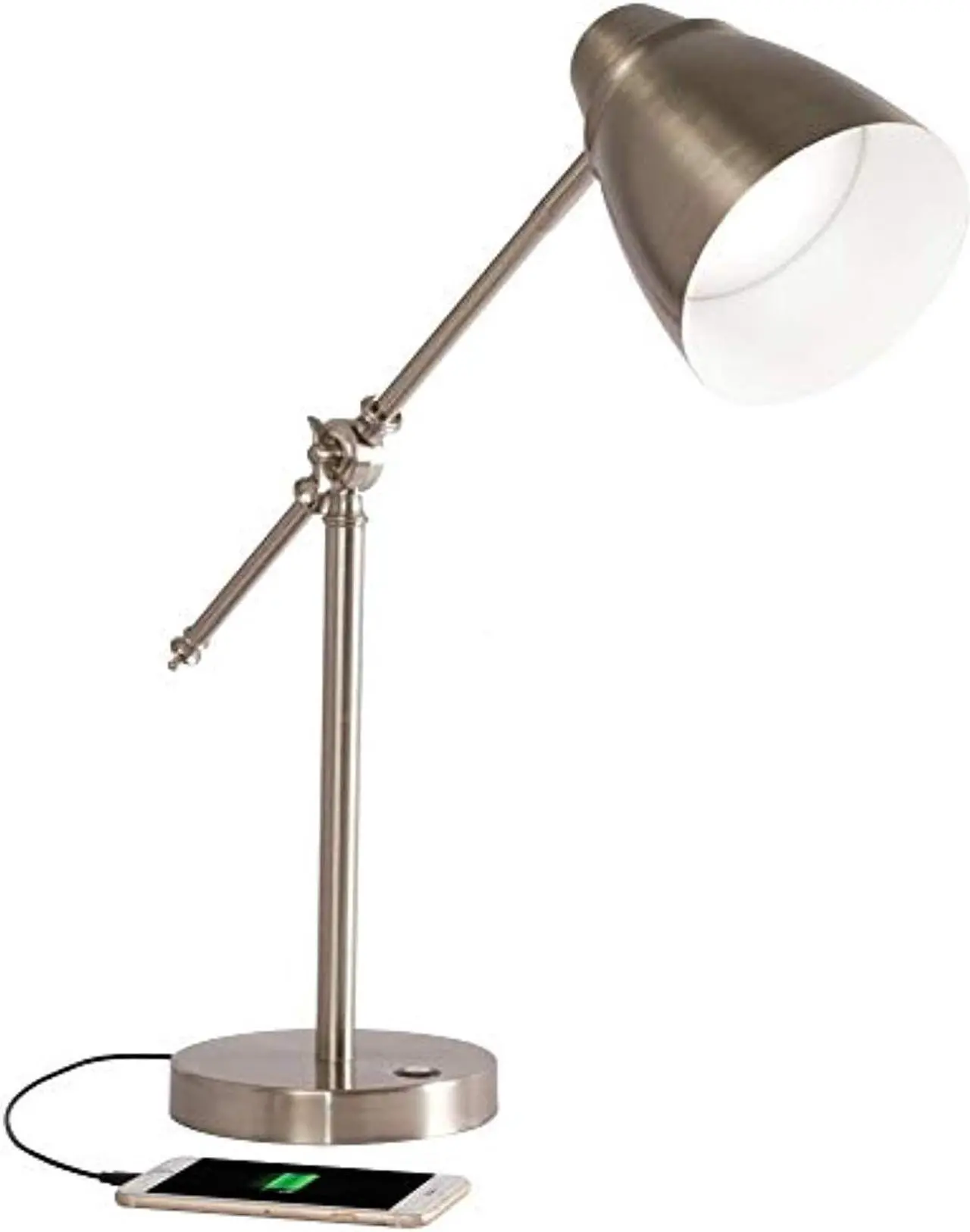 Main image of ottlite harmonize led desk lamp - 2.1a usb charging port, 3 brightness settings, brushed nickel