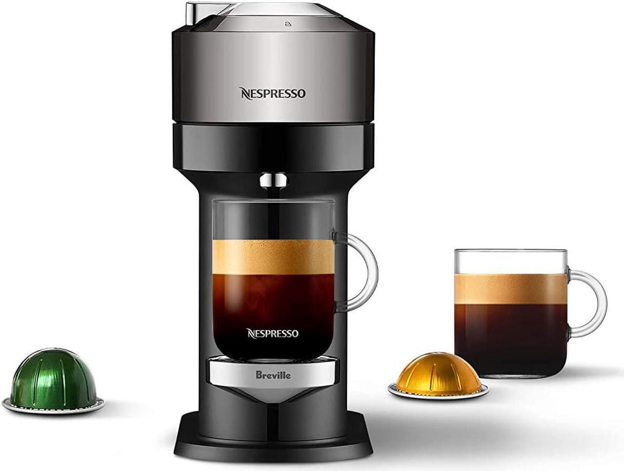 nespresso vertuo next coffee and espresso machine by breville, dark chrome