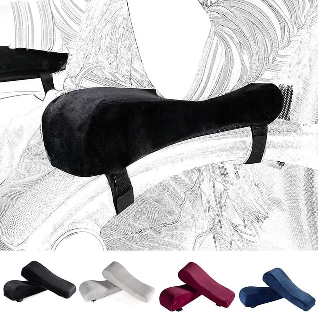 Alt view image 4 of 4 - Armrest Pads Covers Foam Elbow Pillow for Forearm Pressure Relief Comfy Arm Rest Cover For Office Chairs Wheelchair Gaming Chair