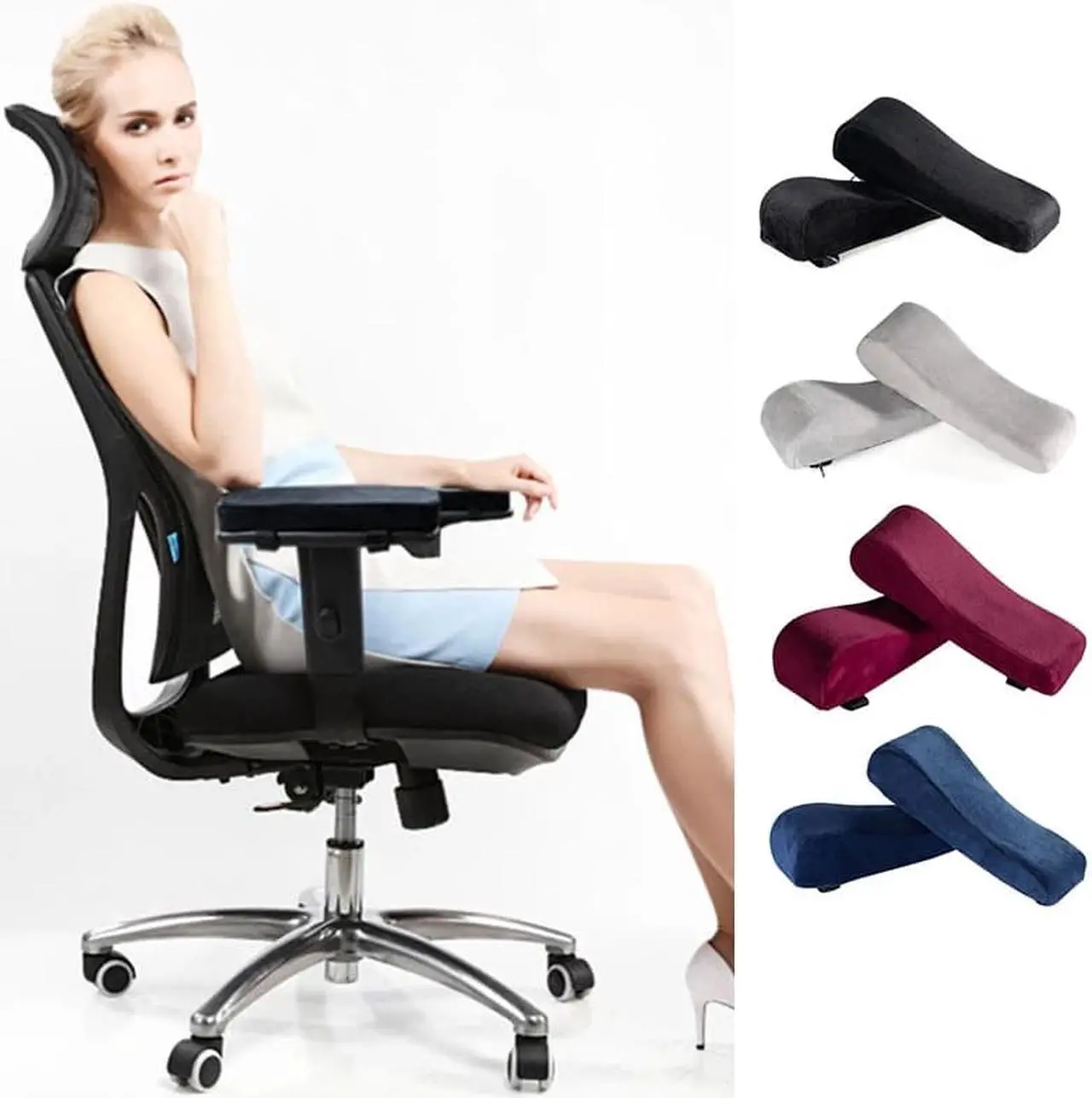 Alt view image 3 of 4 - Armrest Pads Covers Foam Elbow Pillow for Forearm Pressure Relief Comfy Arm Rest Cover For Office Chairs Wheelchair Gaming Chair