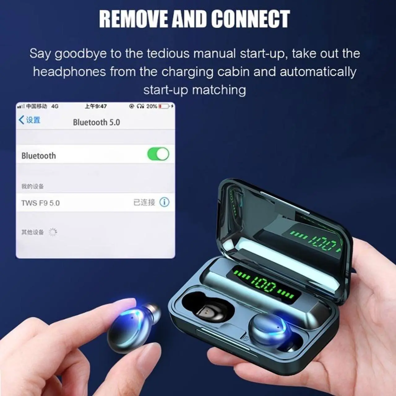 Alt view image 6 of 7 - Bluetooth 5.0 Earphones TWS Sport Waterproof Headphones Deep Bass Sound Cordless Bank Dual Headsets With Power Bank Chaging Case