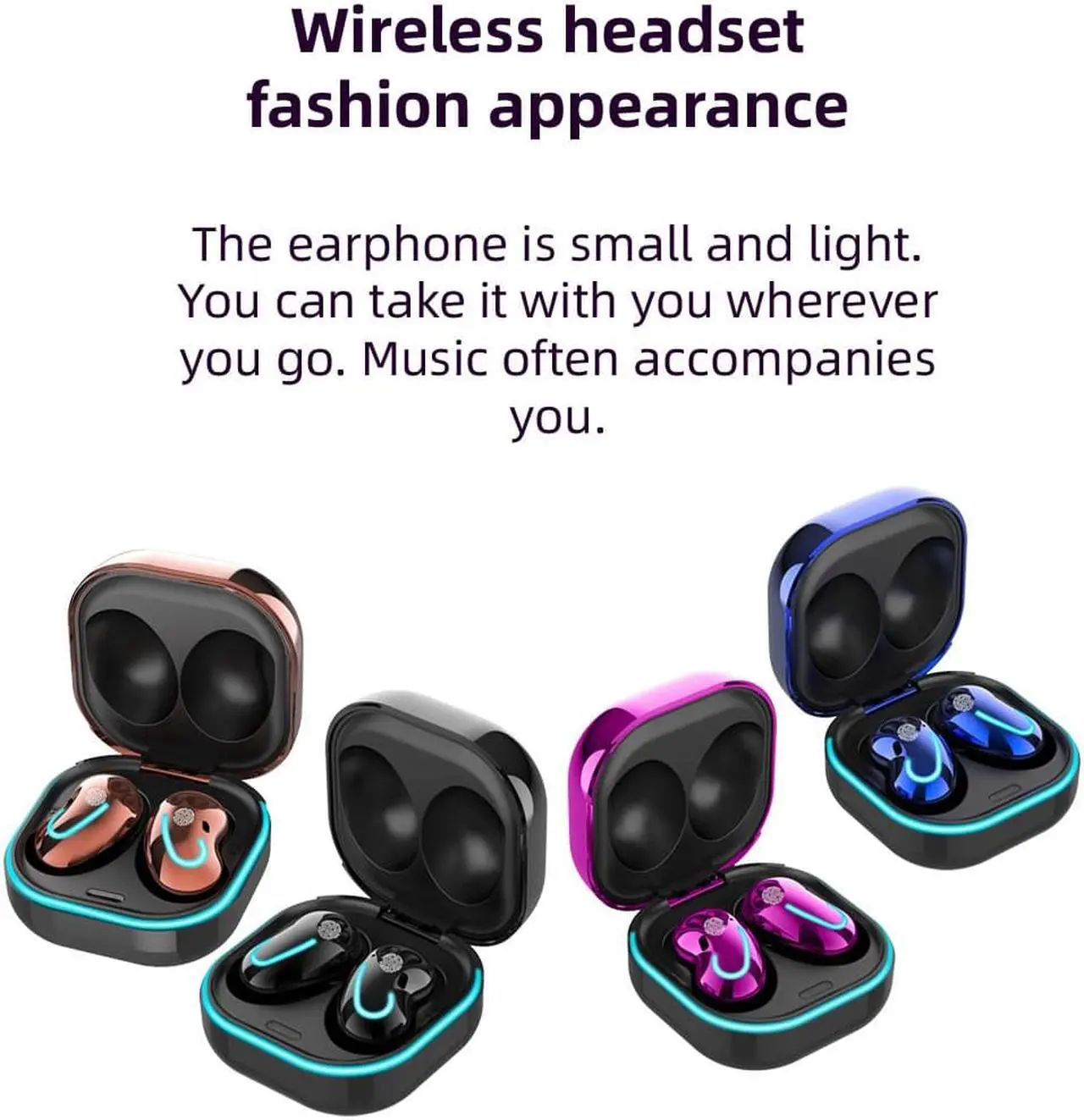 Alt view image 5 of 5 - TWS Wireless Bluetooth 5.1 Headset LED Display Music Sports Earbuds Gaming Noise-Cancellation Earphone For All Smartphone Gold
