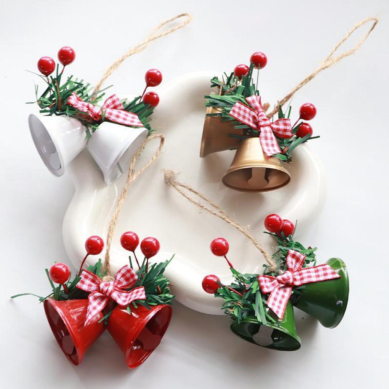 Alt view image 6 of 7 - 18 PCS Christmas Jingle Bells Ornaments in Red White Green,Christmas Tree Bells Pendant,Christmas Holiday Party Supplies for Christmas Tree Decor,Wreath,Window Memorial Ornament(Bell-Mix)