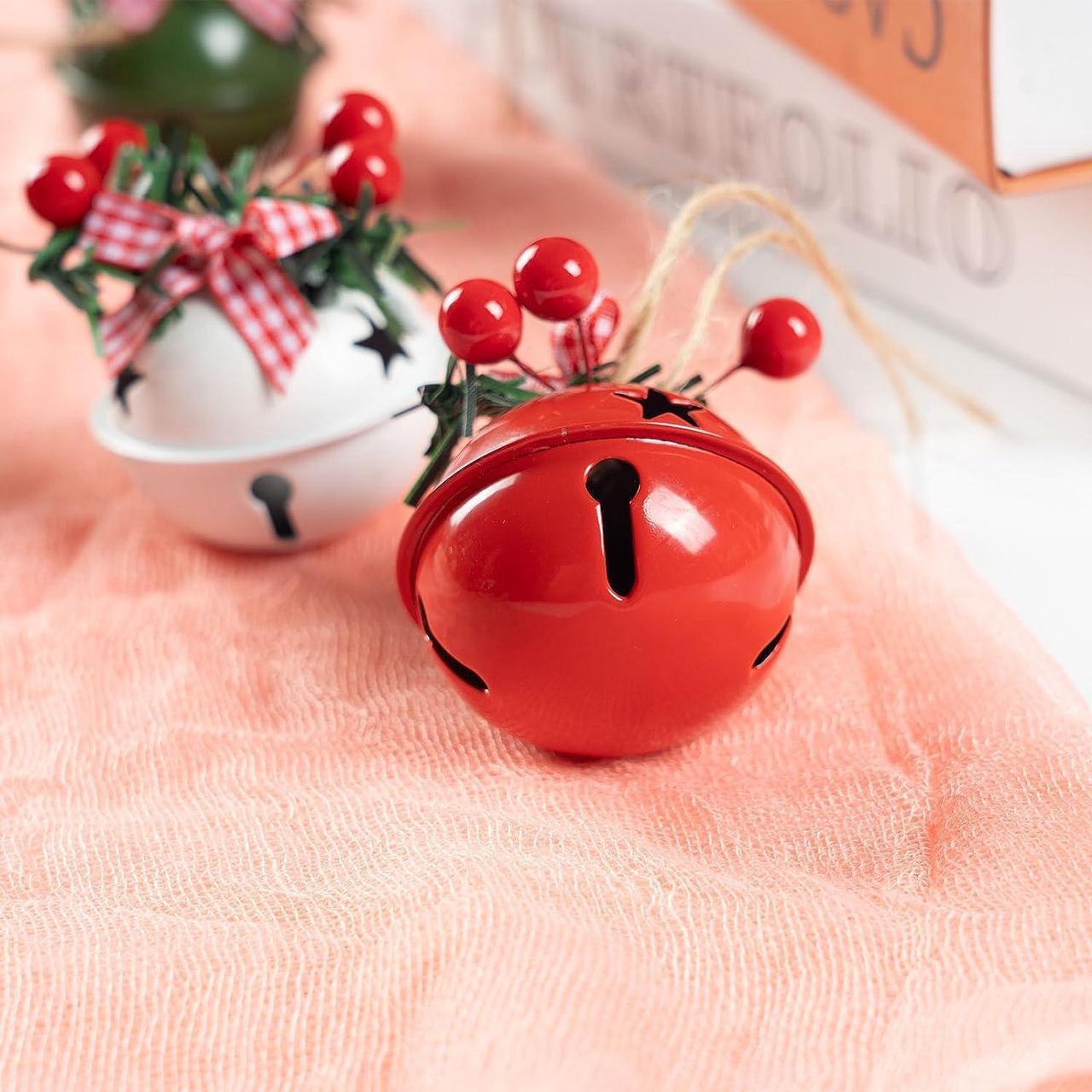 Alt view image 4 of 7 - 18 PCS Christmas Jingle Bells Ornaments in Red White Green,Christmas Tree Bells Pendant,Christmas Holiday Party Supplies for Christmas Tree Decor,Wreath,Window Memorial Ornament(Bell-Mix)