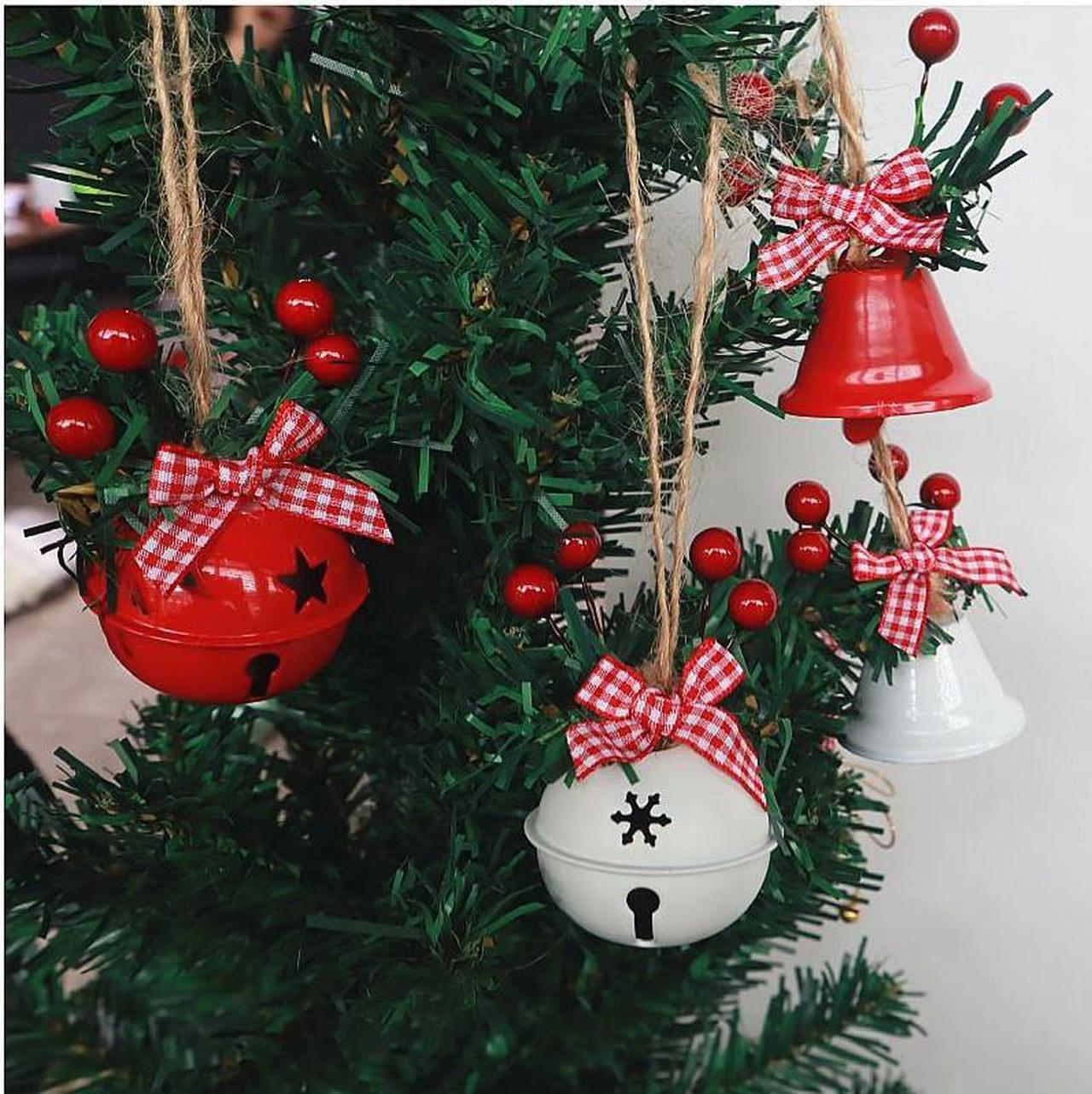 Alt view image 2 of 7 - 18 PCS Christmas Jingle Bells Ornaments in Red White Green,Christmas Tree Bells Pendant,Christmas Holiday Party Supplies for Christmas Tree Decor,Wreath,Window Memorial Ornament(Bell-Mix)