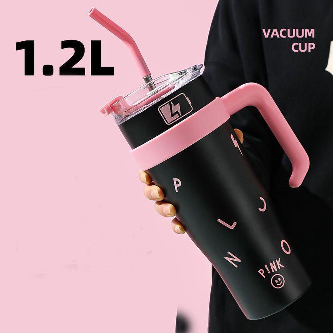 Alt view image 3 of 7 - 40 oz Tumbler with Handle, Insulated Tumblers with Lid and Straw, Large Metal Sports Water Bottle Jug, Thermal Stainless Steel Travel Coffee Mug Cup