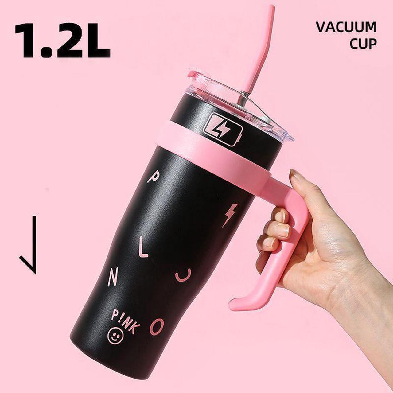 Alt view image 6 of 7 - 40 oz Tumbler with Handle, Insulated Tumblers with Lid and Straw, Large Metal Sports Water Bottle Jug, Thermal Stainless Steel Travel Coffee Mug Cup