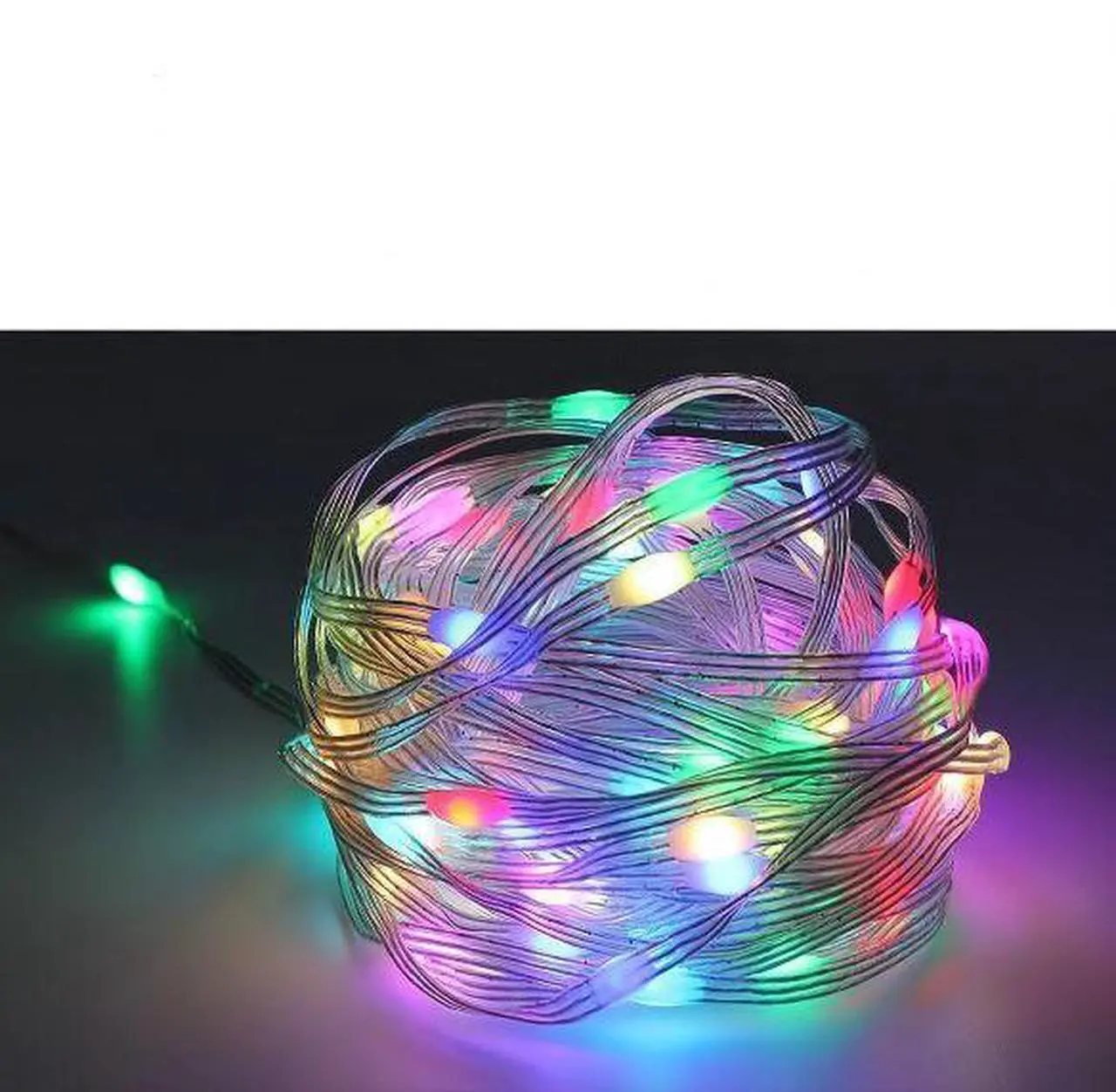 Alt view image 4 of 7 - 66ft 200 LED colorful wire LED light string RGB colored light copper wire light string rainbow rotating USB remote control with 210 changing modes Bluetooth control