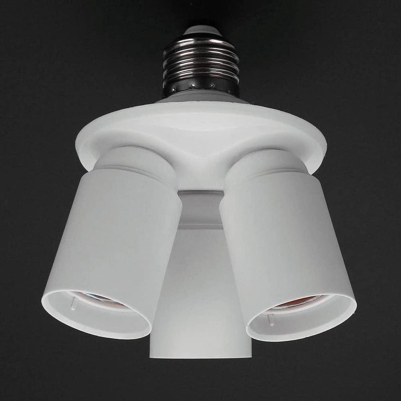 Alt view image 4 of 6 - OmaiLighting E26 E27 3 in 1 Light Bulb Socket Splitter Adapter, Triple Lamp Holder Converter Fixture for Garage Lighting Photography Studio