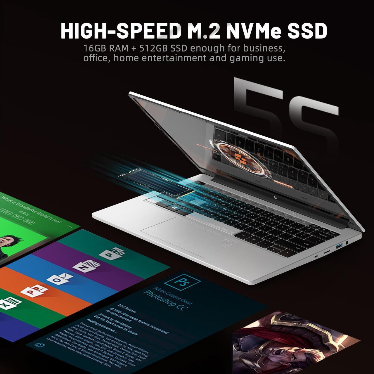Alt view image 5 of 7 - 14 inch Laptop IPS HD Display Notebook, i5 12450H  8C/12T , 16GB RAM, 512GB NVMe SSD, WiFi, HDMI, Windows 11Pro , Grey