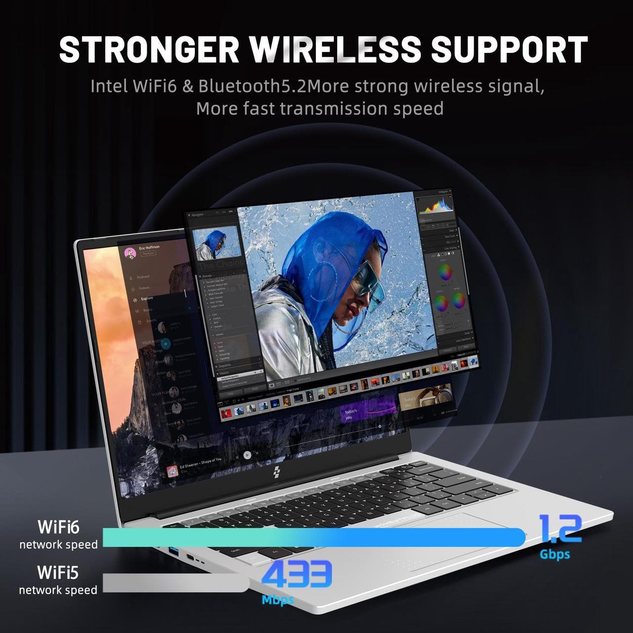 Alt view image 6 of 7 - 14 inch Laptop IPS HD Display Notebook, i5 12450H  8C/12T , 16GB RAM, 512GB NVMe SSD, WiFi, HDMI, Windows 11Pro , Grey