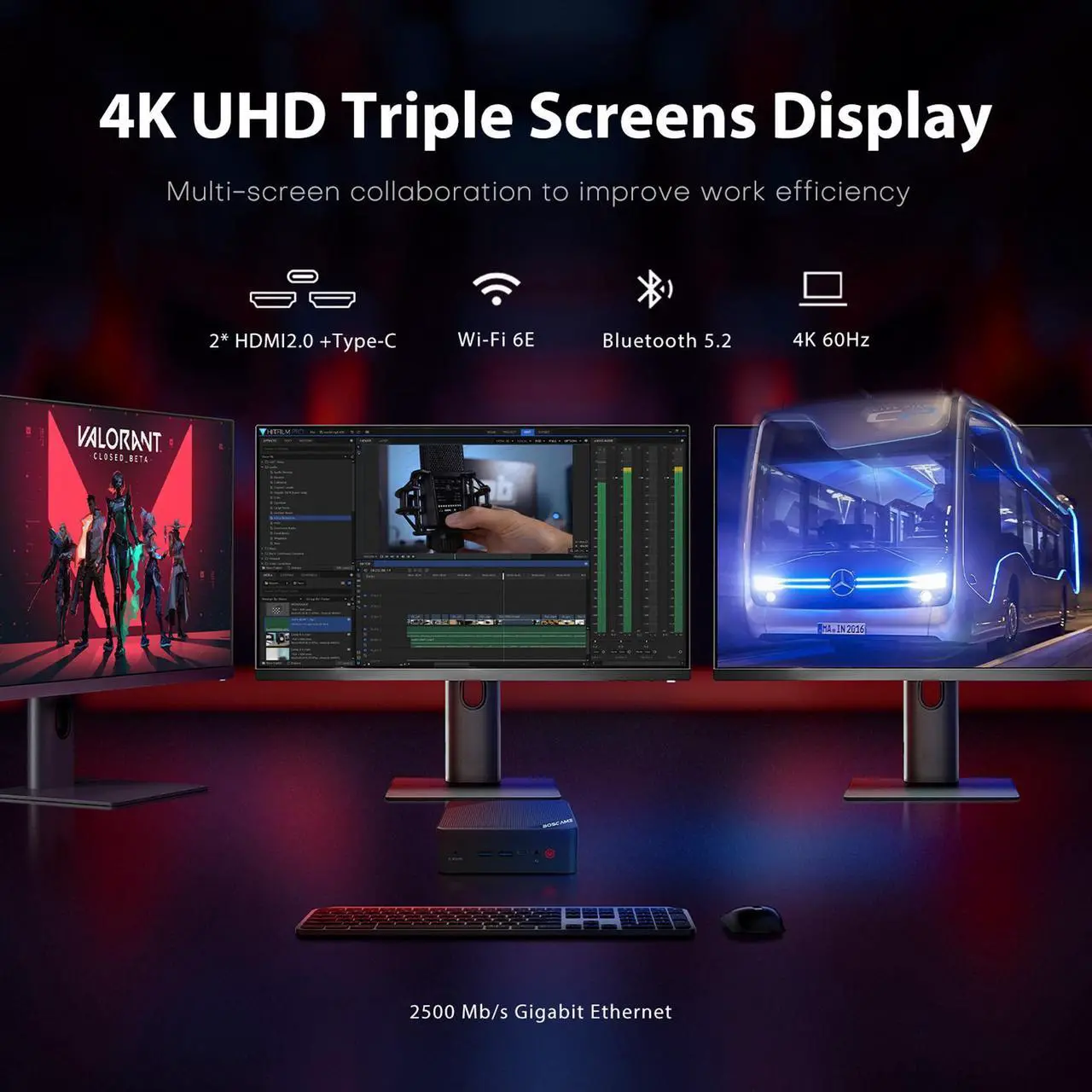 Alt view image 5 of 7 - Ryzen Mini PC Windows 11 Pro, AMD Ryzen 7 5700U 32GB RAM 512 M.2 SSD Micro Computers, Mini Gaming PC 4K Triple Display/Dual HDMI/WiFi 6/Gaming/Office/Home