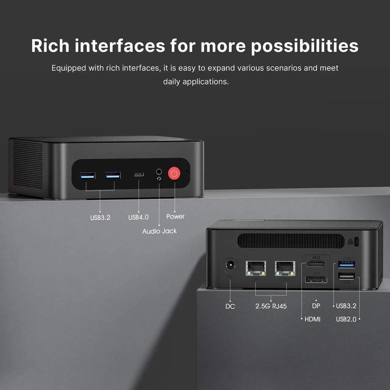 Alt view image 6 of 7 - BOSGAME P3 Mini PC Gaming,AMD Ryzen 9 6900HX 32GB DDR5 RAM 1TB PCIe4.0 SSD Micro Computer,Radeon 680M,Dual 2.5Gbps LAN/USB4/WiFi6E for Home Office Gamer