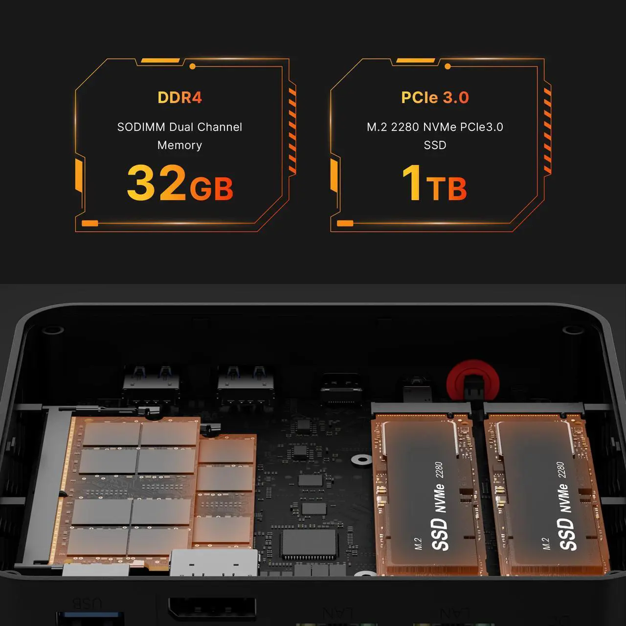 Alt view image 4 of 7 - BOSGAME P4 Ryzen Mini PC Windows 11 Pro, AMD Ryzen 7 5700U 32GB RAM 1TB M.2 SSD Micro Computers, Mini Gaming PC 4K Triple Display/Dual 2.5GbE LAN/WiFi 6 for Gamer/Office/Home 32GB RAM / 1TB NVME SSD