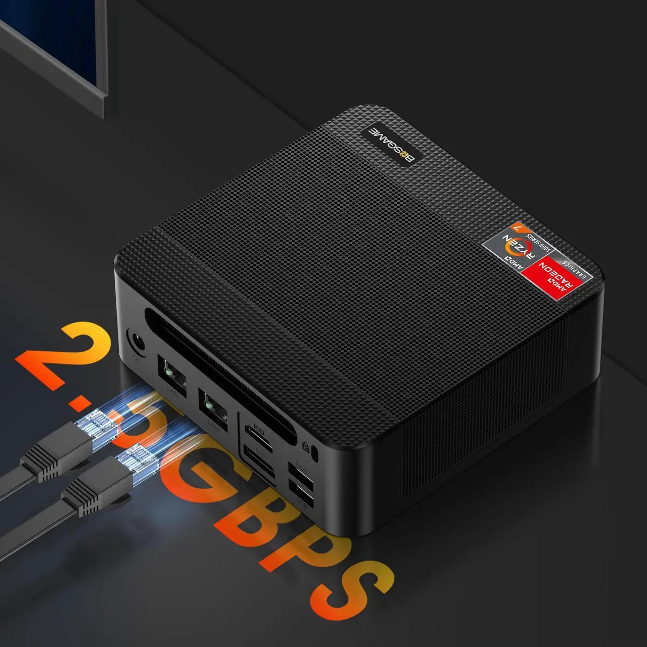 Alt view image 6 of 7 - BOSGAME P4 Ryzen Mini PC Windows 11 Pro, AMD Ryzen 7 5700U 32GB RAM 1TB M.2 SSD Micro Computers, Mini Gaming PC 4K Triple Display/Dual 2.5GbE LAN/WiFi 6 for Gamer/Office/Home 32GB RAM / 1TB NVME SSD