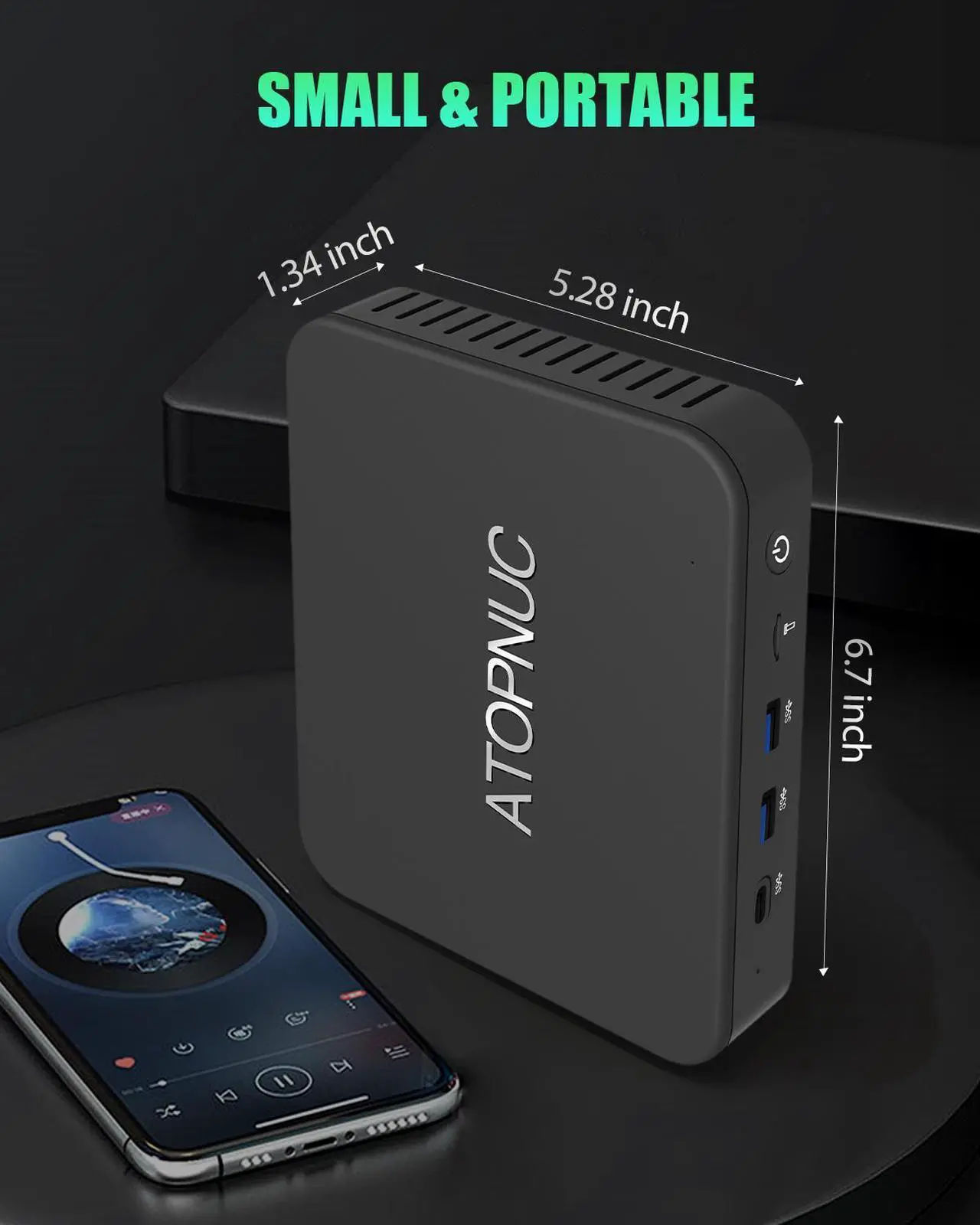 Alt view image 6 of 7 - ATOPNUC AG40 Mini PC,Intel Celeron N4020 4GB LPDDR4 RAM 128GB SSD,Micro Desktop Computer Suppport HDMI&VGA,2.4/5G WiFi,BT5.0,Gigabit Ethernet for Business, Home