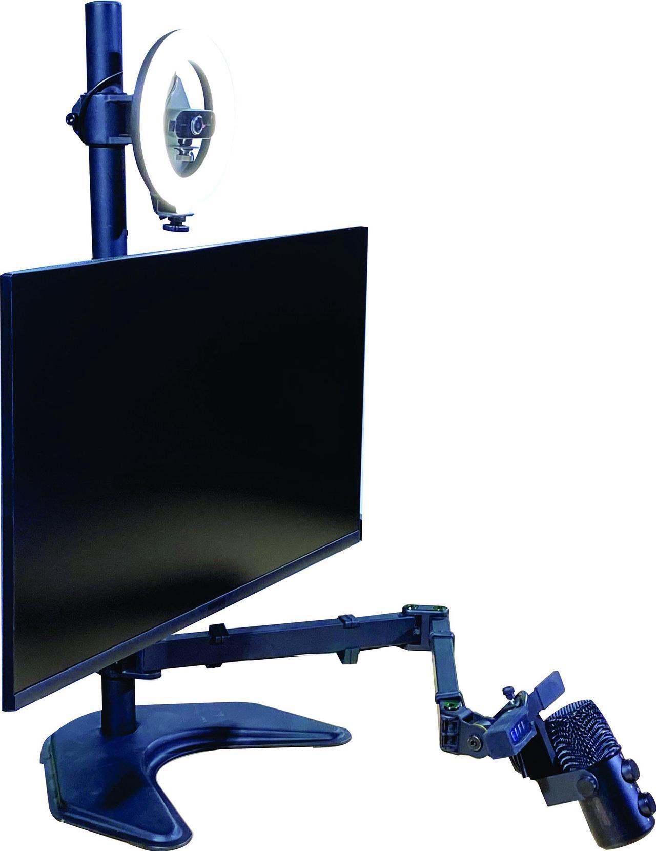 Main image of ALLCAST - Video Conference, Webinar and Podcast System. Single or Dual monitor stand with built in HD Camera, Ring Light and Microphone