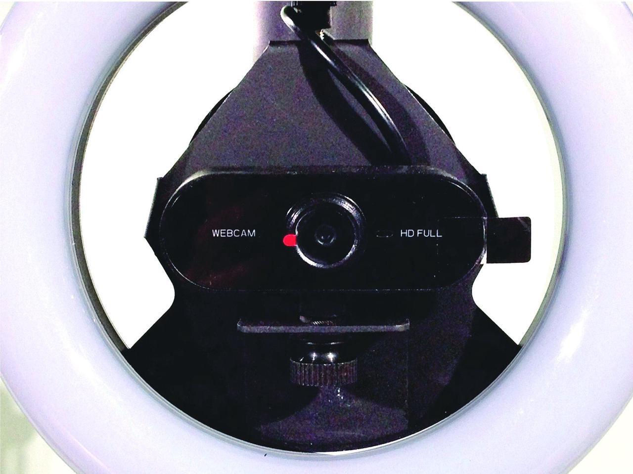 Alt view image 5 of 7 - ALLCAST - Video Conference, Webinar and Podcast System. Single or Dual monitor stand with built in HD Camera, Ring Light and Microphone