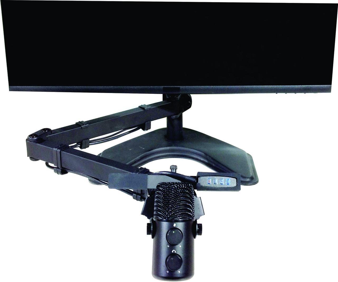 Alt view image 4 of 7 - ALLCAST - Video Conference, Webinar and Podcast System. Single or Dual monitor stand with built in HD Camera, Ring Light and Microphone