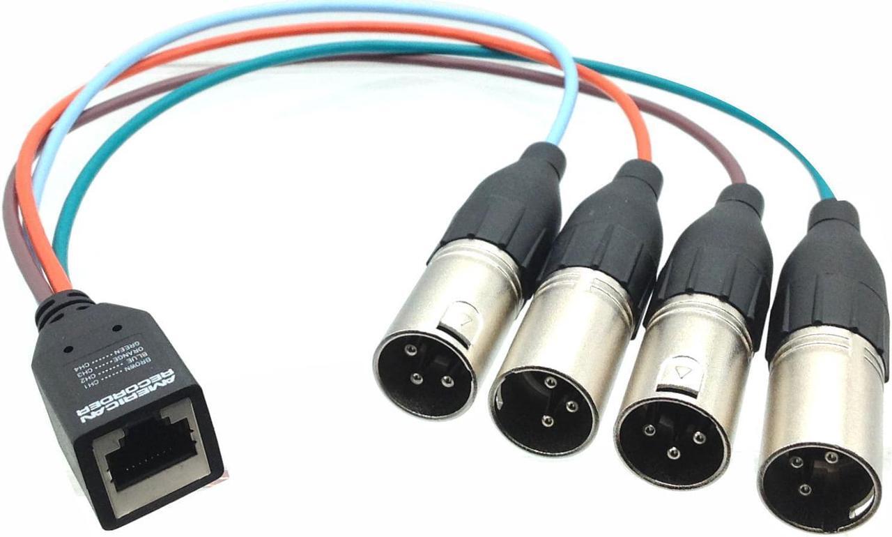 Main image of RJ45 Female to 4 each Balanced XLR Male Breakout Adapter -  Run 4 Balanced audio signals on RJ45 Cat 6 Cable