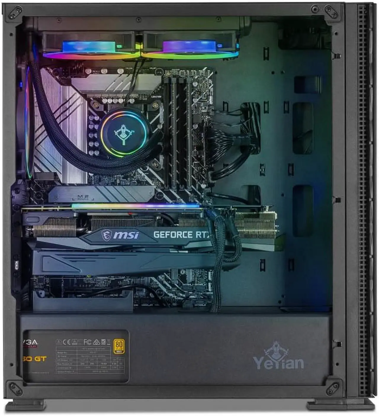 Alt view image 3 of 7 - YEYIAN YARI X13-01 Gaming PC Desktop INTEL Core i7 13700KF, NVIDIA RTX 3070 Ti, 1TB NVMe SSD, 16GB DDR5 5600, 850W Gold PSU, 240mm AIO, AC Wi-Fi, Window 11 Home 64-bit