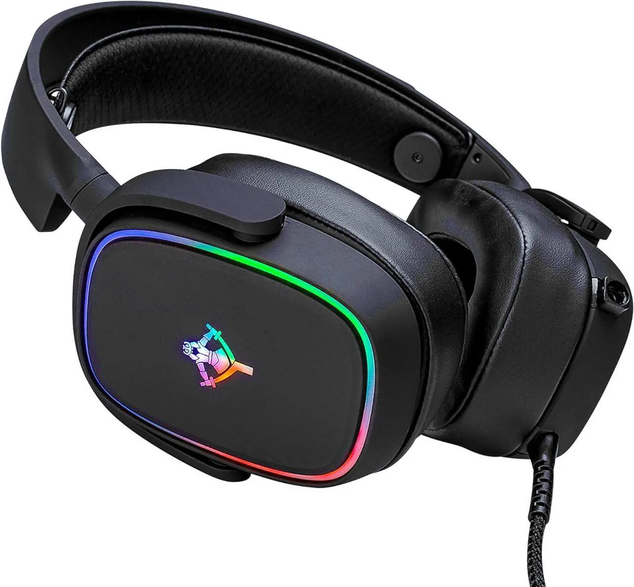 Alt view image 2 of 6 - YEYIAN Proud Stereo Gaming RGB Headset Mic, Noise Cancelling Over Ear Microphone Headphones, Bass Surround, Soft Earmuffs, Compatible with PS4 Xbox One PS5 Controller PC Laptop Games, Black